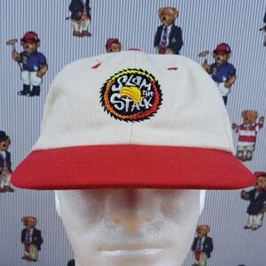 Vintage Pringles promo Slam the Stack stitched logo cream & red pull tab hat
